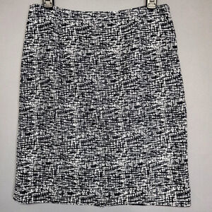 Banana Republic Tweed Straight Skirt Womens 4 Black White Textured Zip Career